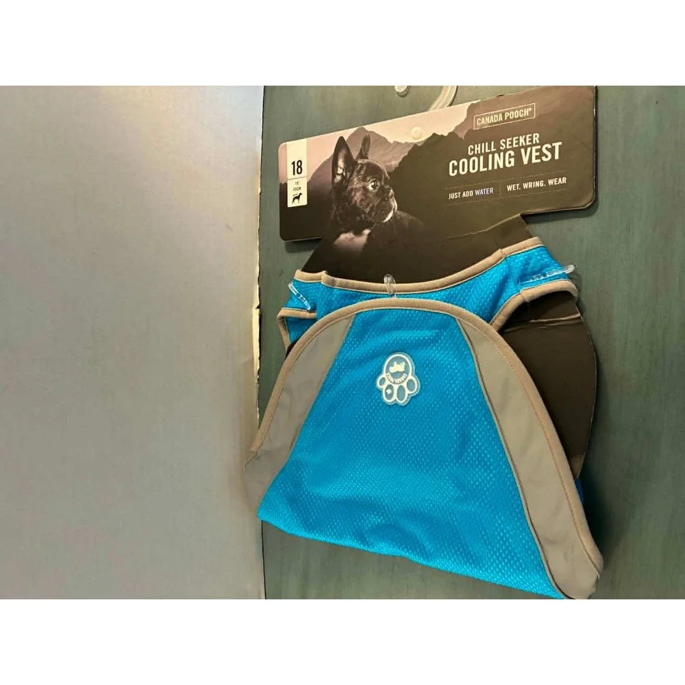 Canada Pooch Chill Seeker Cooling Vest Dog Size 18 Blue Evaporative Mesh‎